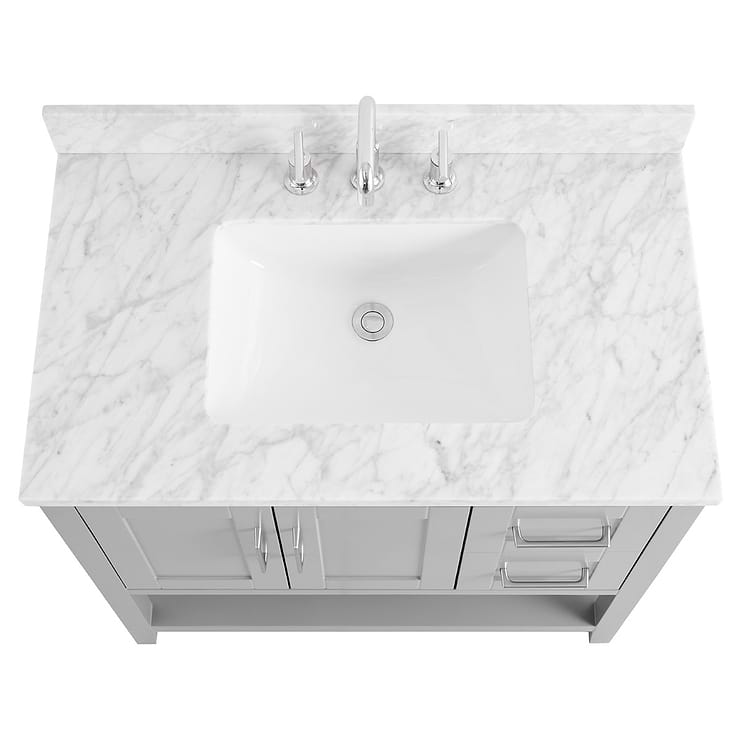 Sheraton 36" Gray Vanity with Carrara Marble Top and Ceramic Basin