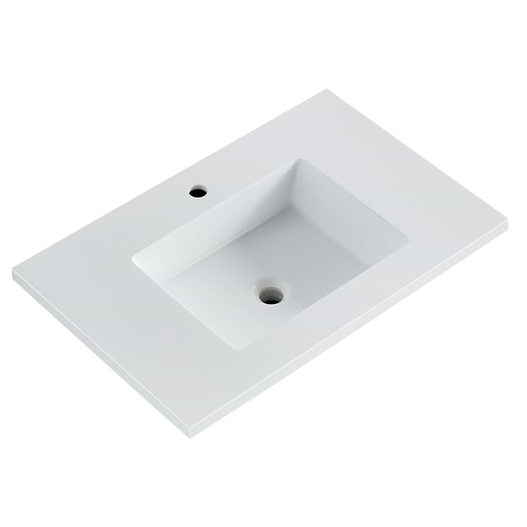 Gibson White 30" Single Vanity with Integrated White Acrylic Top