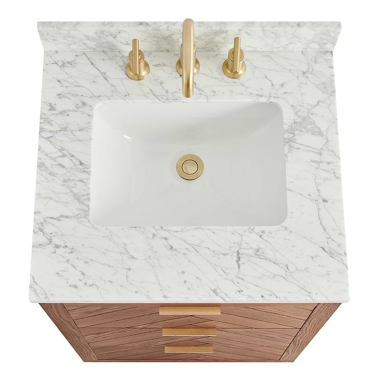 Marilyn 24" Woodgrain Vanity with Carrara Marble Top and Ceramic Basin
