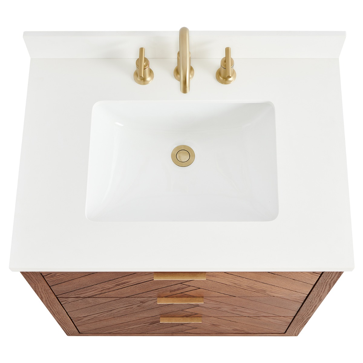 Marilyn 30" Woodgrain Vanity with Pure White Quartz Top and Ceramic Basin