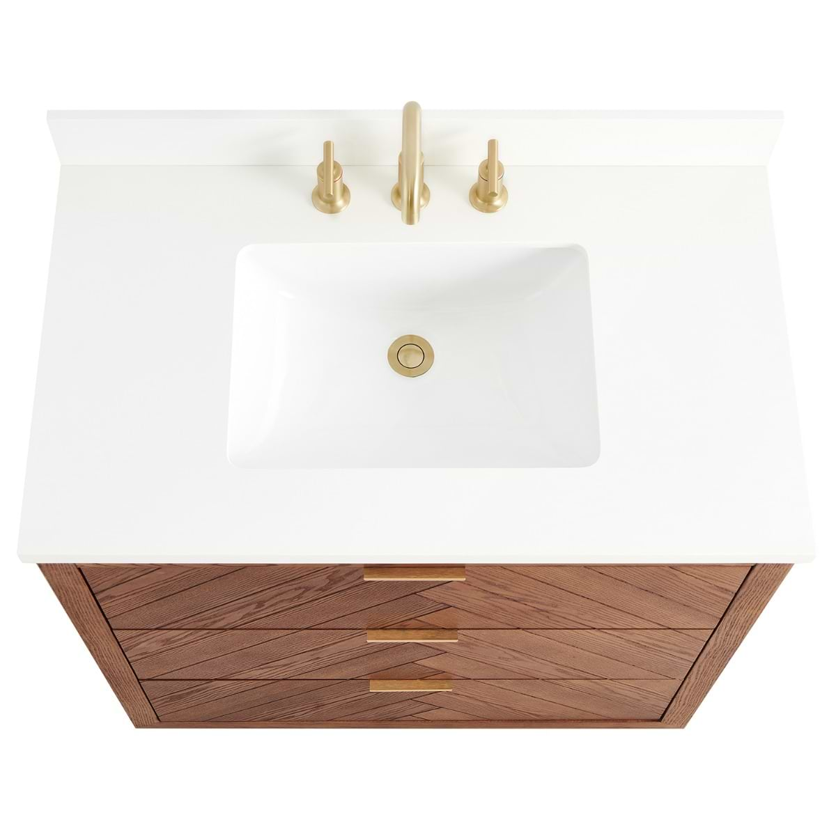 Marilyn 36" Woodgrain Vanity with Pure White Quartz Top and Ceramic Basin