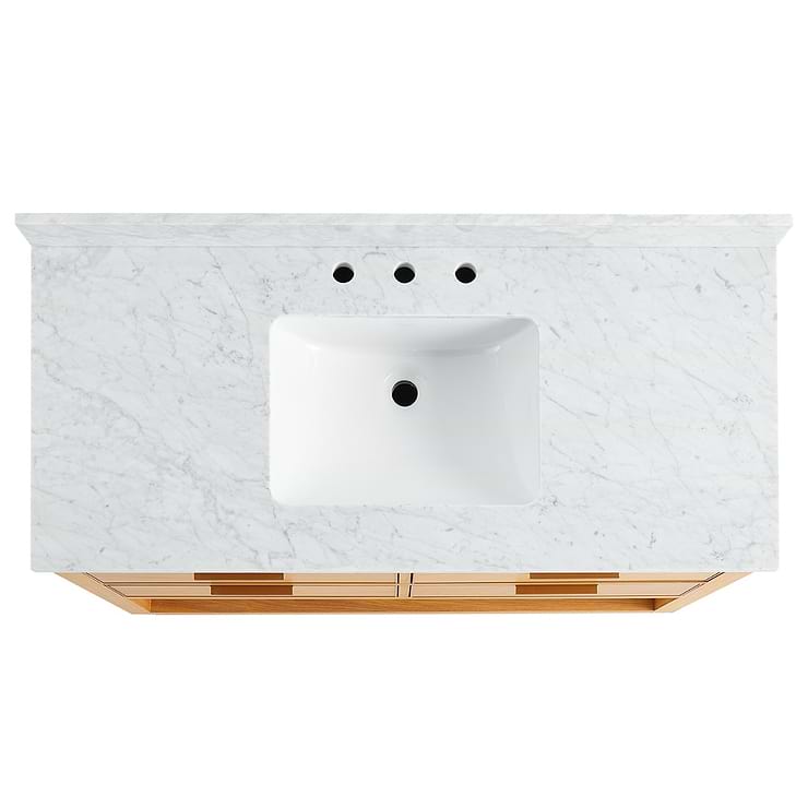 Dayton 48" Woodgrain Vanity with Carrara Marble Top and Ceramic Basin