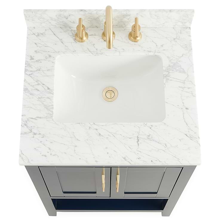 Sheraton 24" Navy Vanity with Carrara Marble Top and Ceramic Basin
