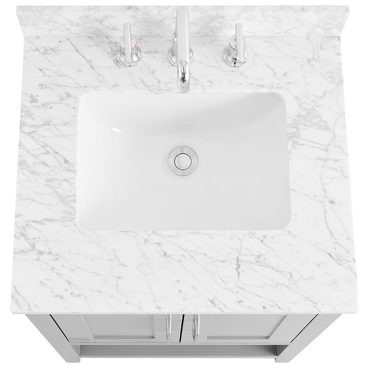 Sheraton 24" Gray Vanity with Carrara Marble Top and Ceramic Basin