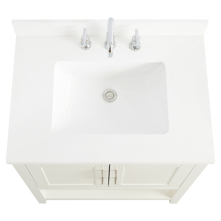 Sheraton 24" White Vanity with Pure White Quartz Top and Ceramic Basin