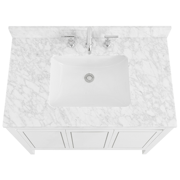 Province White and Silver 36" Single Vanity with Carrara Marble Top