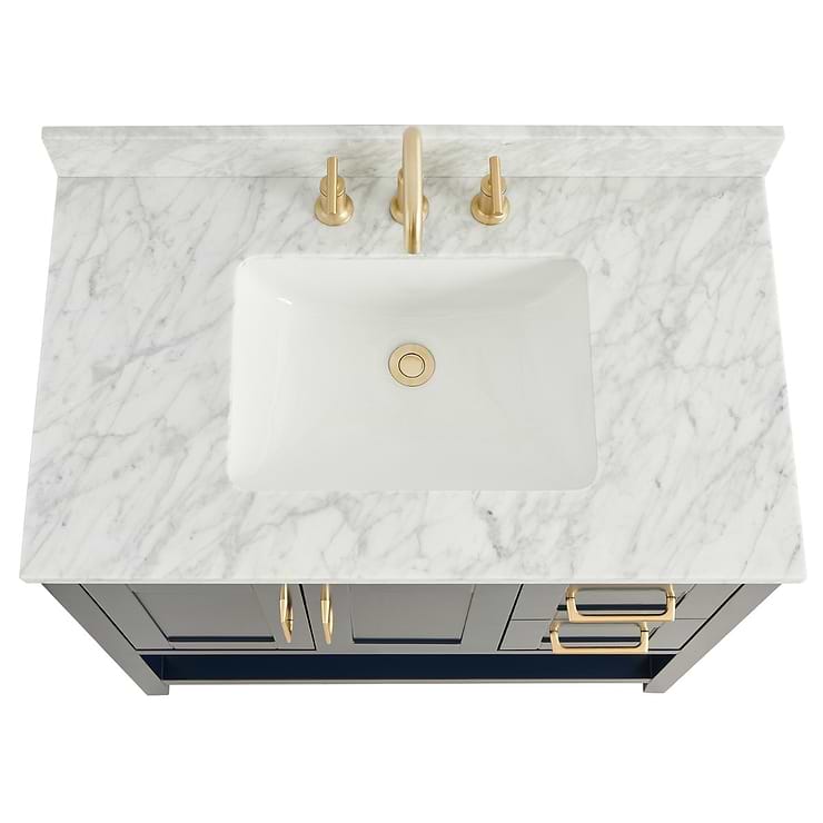 Sheraton 36" Navy Vanity with Carrara Marble Top and Ceramic Basin