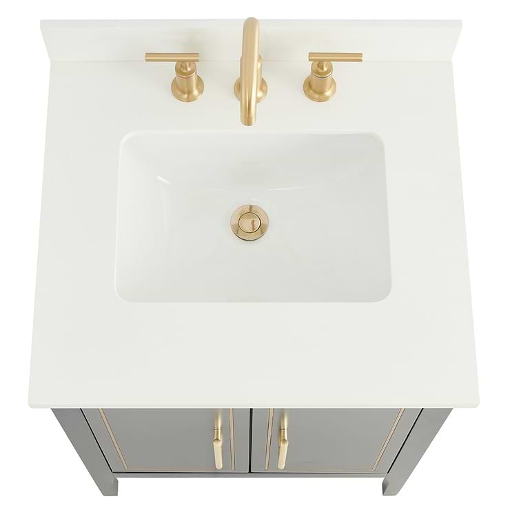 Province Navy and Gold 24" Single Vanity with Pure White Quartz Top