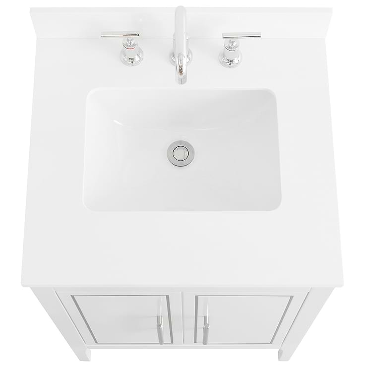 Province White and Silver 24" Single Vanity with Pure White Quartz Top