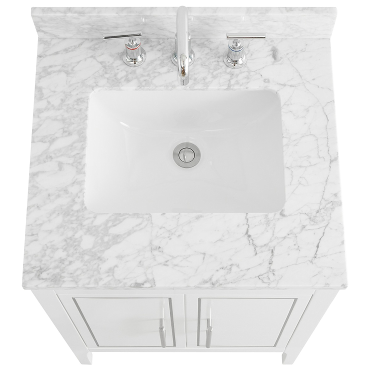 Province White and Silver 24" Single Vanity with Carrara Marble Top 