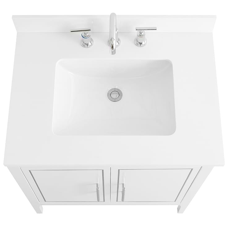 Province White and Silver 30" Single Vanity with Pure White Quartz Top