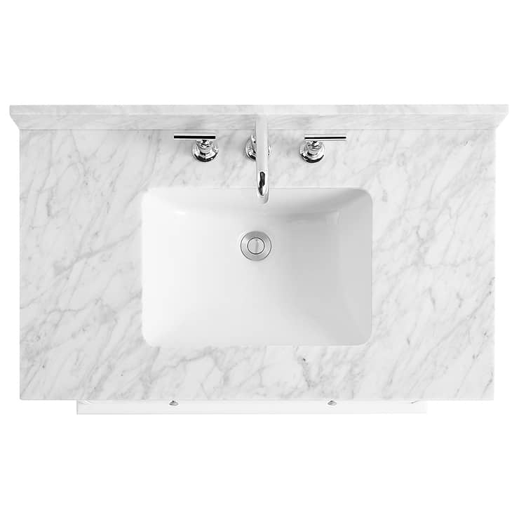 Nora 36" White Vanity with Carrara Marble Top and Ceramic Basin