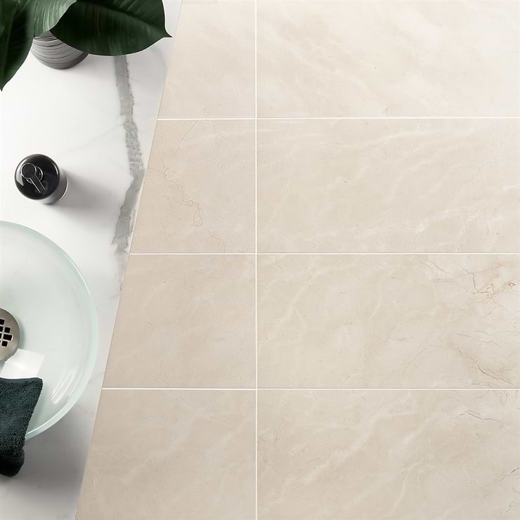 Crema Marfil 12x24 Honed Marble Tile