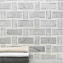 Esplanade French Linen Polished Marble Mosaic Tile