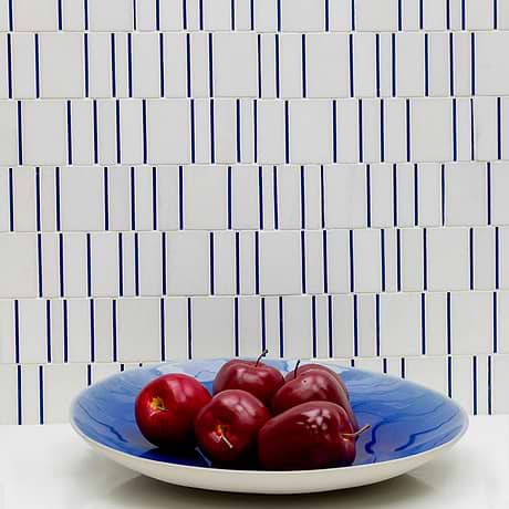 Sky's The Limit Blue and White Marble & Glass Polished Mosaic Tile by Kerrie Kelly