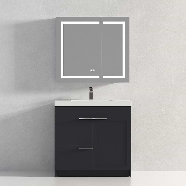 Mona 36" Charcoal Gray Vanity And Counter