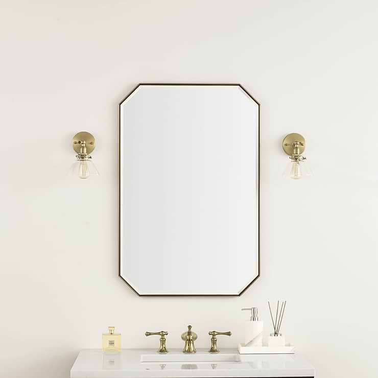 James Martin Vanities Rohe Champagne Brass 24x36" Octagonal Mirror