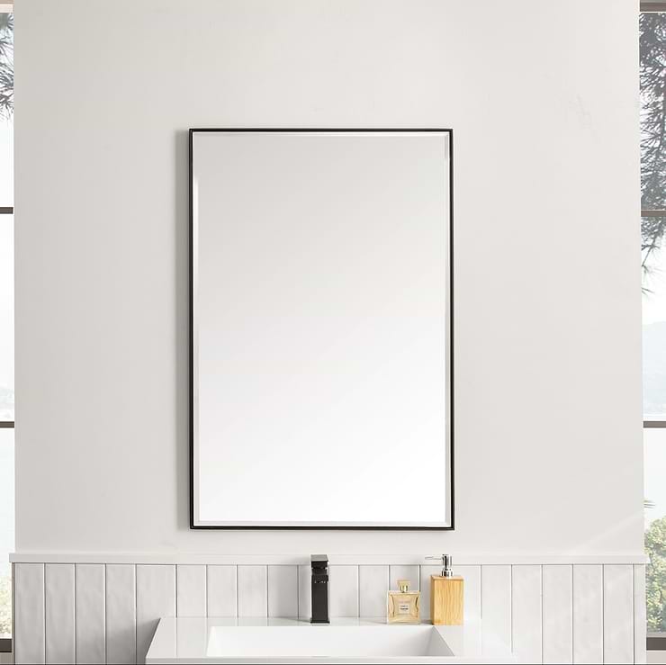 James Martin Vanities Rohe Matte Black 26x40" Rectangle Mirror