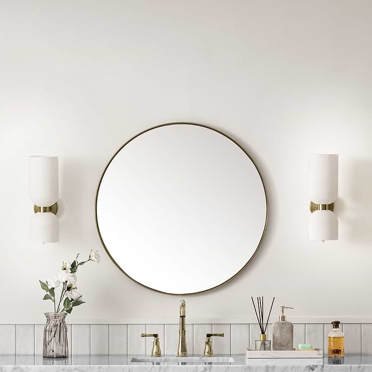 James Martin Vanities Rohe Champagne Brass 30" Round Mirror