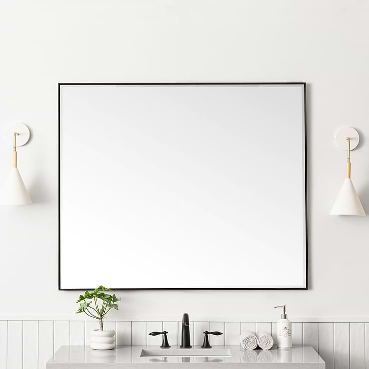 James Martin Vanities Rohe Matte Black 48x40" Rectangle Mirror