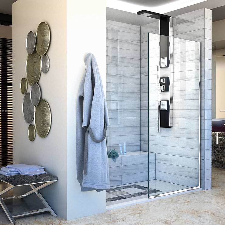 DreamLine Linea 34x72" Reversible Shower Screen with Clear Glass in  Chrome