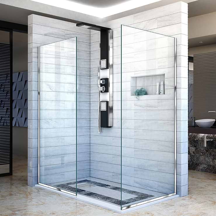 DreamLine Linea 34x34x72" Reversible Double Separate Screen Enclosure with Clear Glass in Chrome