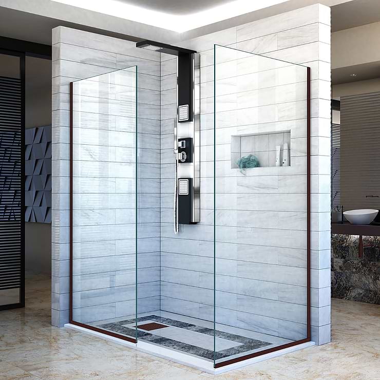 DreamLine Linea 34x34x72" Reversible Double Separate Screen Enclosure with Clear Glass in Oil Rubbed Bronze
