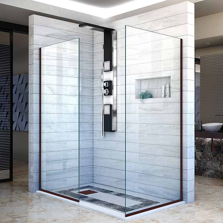 DreamLine Linea 30x30x72" Reversible Double Separate Screen Enclosure with Clear Glass in Oil Rubbed Bronze