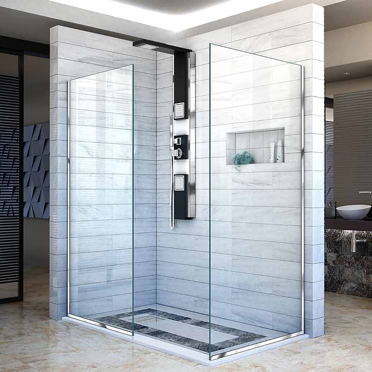 DreamLine Linea 30x30x72" Reversible Double Separate Screen Enclosure with Clear Glass in Chrome