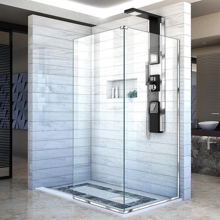 DreamLine Linea 30x30x72" Reversible Double Adjacent Screen Enclosure with Clear Glass in Chrome