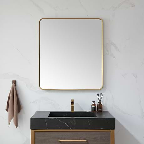 Olinda Brushed Gold 32x36" Framed Rectangle Mirror
