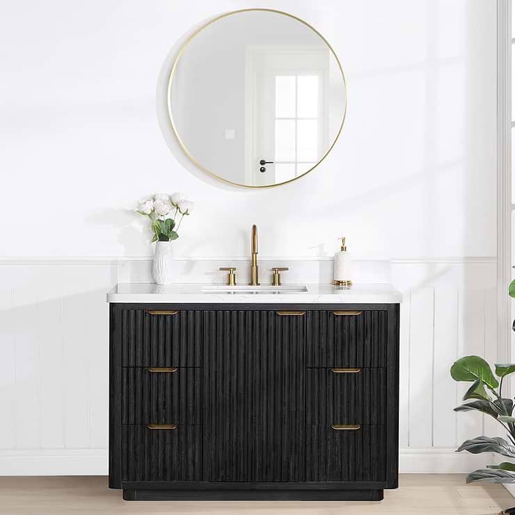 Olinda Brushed Gold 28" Framed Round Mirror
