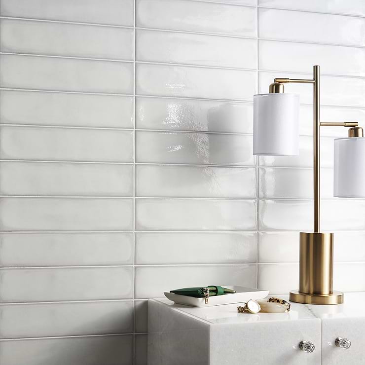 Stacy Garcia ArtBlock Bianco White 4x16 Glossy Porcelain Tile