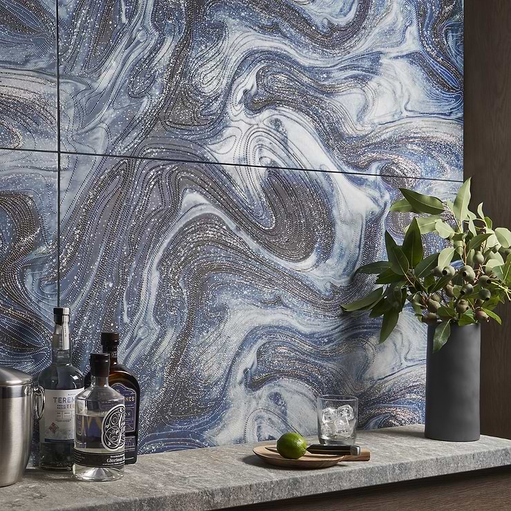 Australis By Paula Purroy Blue Deco 24x48 Artisan Decor Polished Porcelain Tile