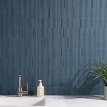 Division Blue 8x16 Fluted 3D Matte Ceramic Wall Tile
