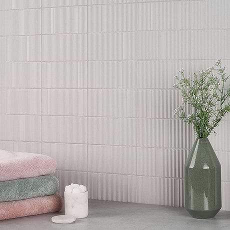 Division Silver 8x16 Fluted 3D Matte Ceramic Wall Tile