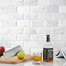 Calacatta White 3x6 Beveled Polished Marble Subway Tile