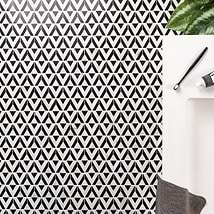 Monroe Triangle Calacatta and Black Jade Polished Marble Mosaic Tile