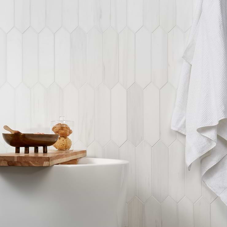 Bianco Dolomite White 3x12 Picket Premium Honed Marble Tile