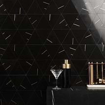 Ravi Nero Polished Marble and Brass 7x7 Mosaic Tile