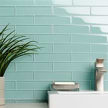 Loft Adriatic Mist 2x8 Polished Glass Subway Wall Tile