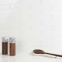 Loft Super White 2x8 Polished Glass Subway Wall Tile