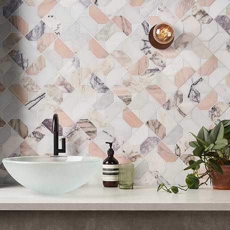 Isobel Grace Peach Polished Marble Luxury Mosaic Tile