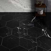 Nero Marquina 10" Hexagon Honed Marble Tile