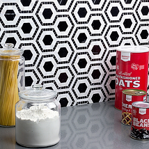 Cosmos Nero & Asian Statuary 4" Hexagon Marble Polished Mosaic Tile