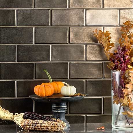 Nabi Subway Metallic Copper Brown 3x6 Matte Glass Tile