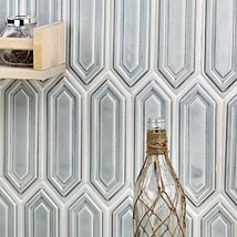 Nabi Picket Arctic Blue 3x9 Crackled Glossy Glass Mosaic Tile