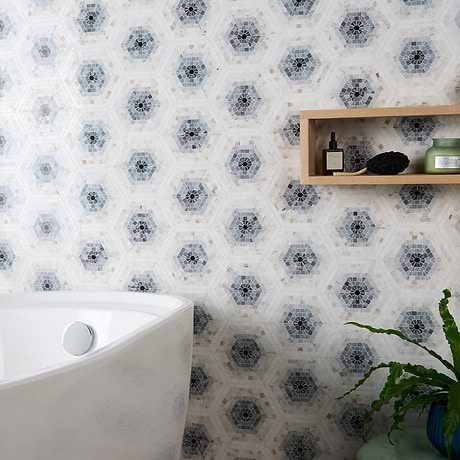 Ako Grigio Gray 6" Hexagon Marble Micro Mosaic Tile