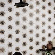 Ako Saint Laurent Brown 6" Hexagon Marble Micro Mosaic Tile