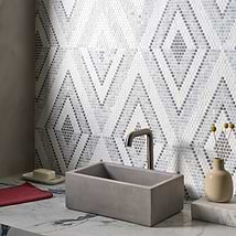 Uma Blue and White Polished Marble Micro Mosaic Tile